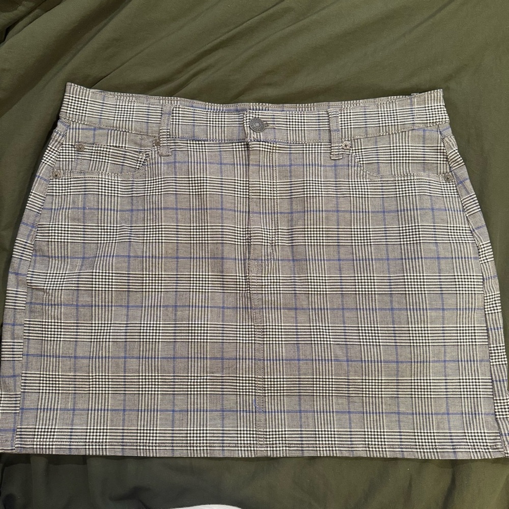 American Eagle Plaid Mini Skirt - Gray and Blue